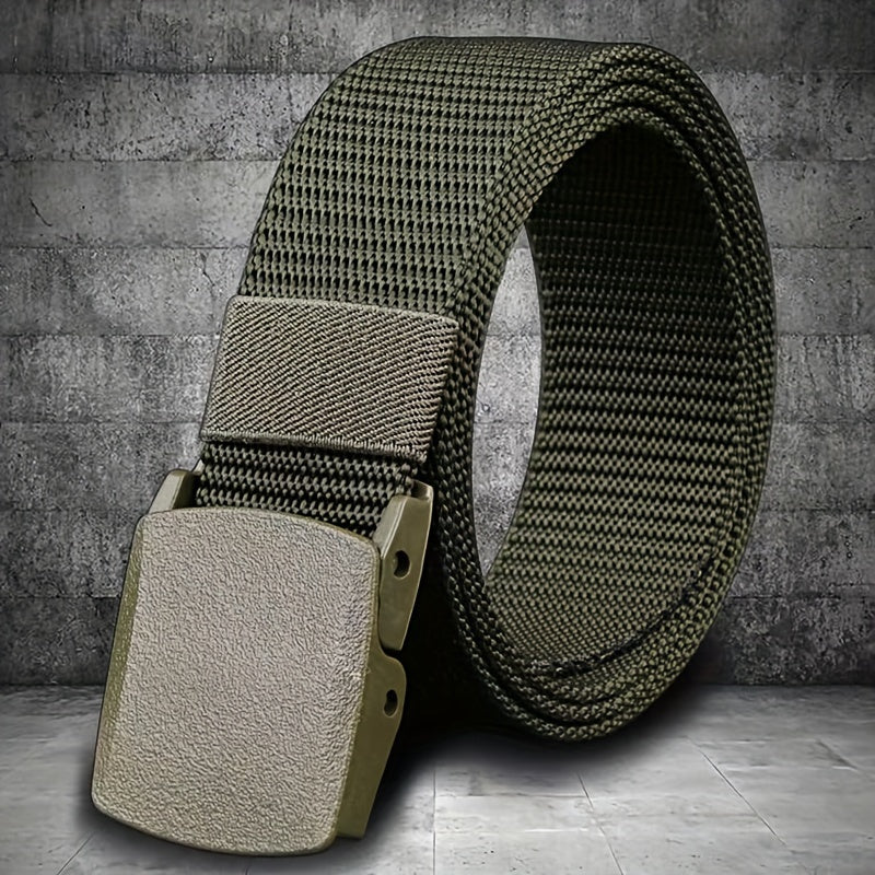 Nylon Belt with Smooth Buckle - Hypoallergenic, Casual Style for Men & Women, Perfect for Jeans & Outdoor Wear