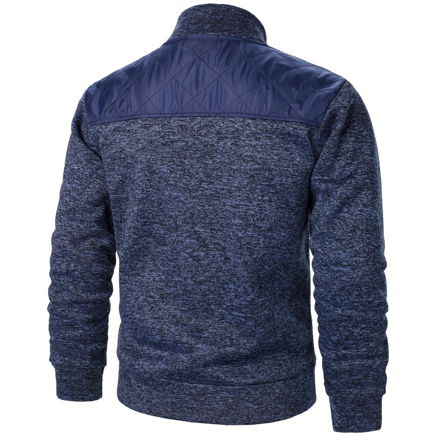 Men's Blocking Quilted Jacket For Spring And Autumn, Casual Stylish Outdoor Stand Collar Coat As Gift