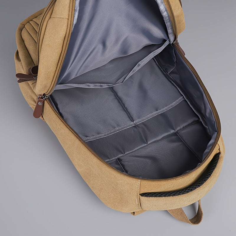 Men's Large Capacity Travel Backpack - Lightweight Laptop Bag with 39.62cm Laptop Compartment, Multiple Zippered Pockets, Padded Shoulder Straps - Durable Backpack for Business, School, Vacation - Tan/Brown