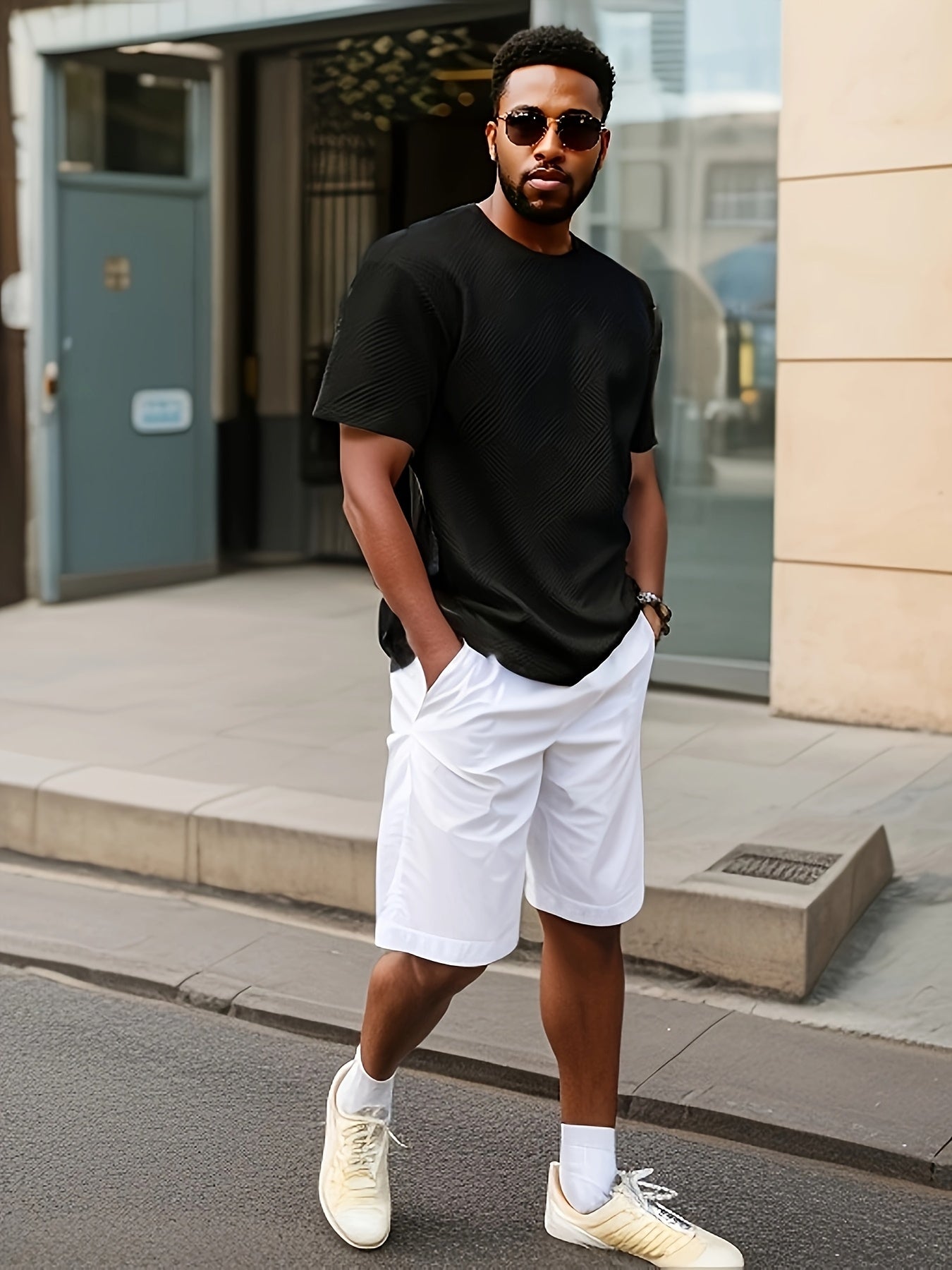 Men's Casual Solid Color Summer Crew Neck Polyester T-Shirt