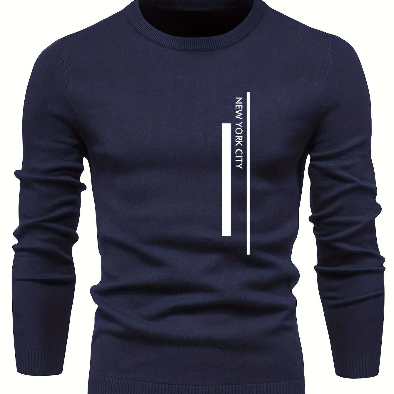 2023 New Cross-border Autumn and Winter Men's Round Neck Random Print Round Neck Knitted Sweater
