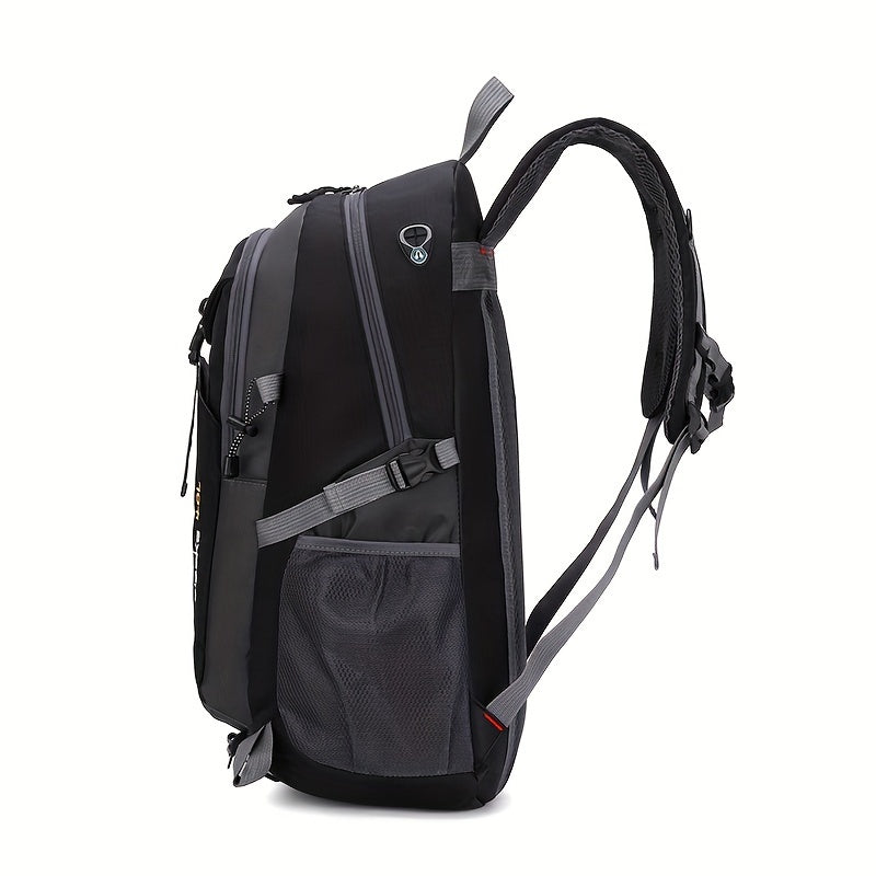 40L Black Oxford Backpack for Hiking, Travel & Outdoor Adventures - Lightweight, Durable with Adjustable Straps, Design, Perfect for Camping, Cycling & Student Use
