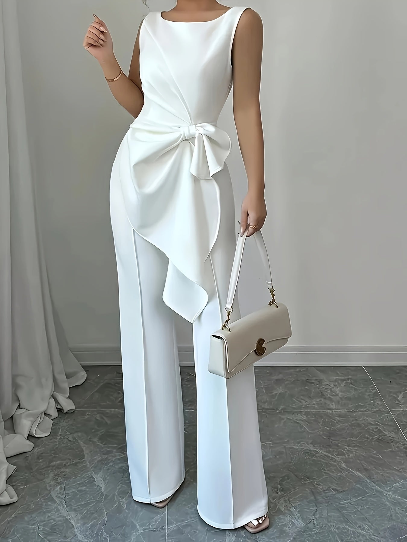 OM307B Elegant Women's Vest and Pants Set - Stylish Casual Elegance