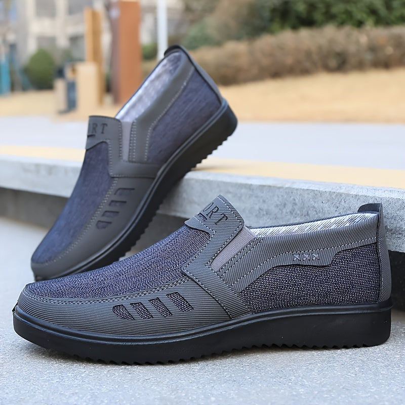 Men'S Fashion Loef Lace-Up Casual Sports Shoes, Breathable Mesh Upper, Anti-Slip Outsole, Round Toe, Fabric Upper Material, Fabric Inner Material, Faux Sole, Fabric Insole, Slip-On Closure, for Hiking, Outdoor, Daily Wear, Al