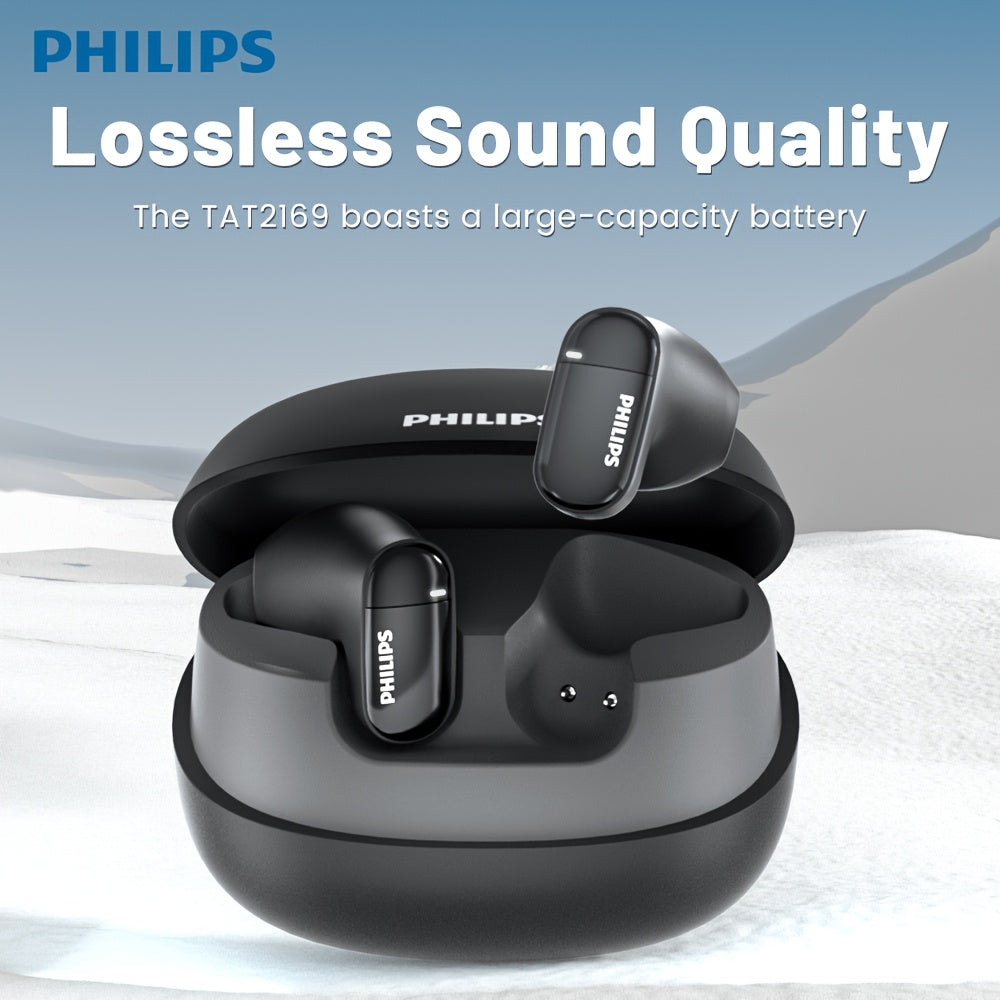 PHILIPS True Wireless ականջակալներ՝ հարմարավետ iPhone/Android-ի համար, ներկառուցված միկրոֆոնով անլար ականջակալներ, անլար ականջակալներ TAT2169