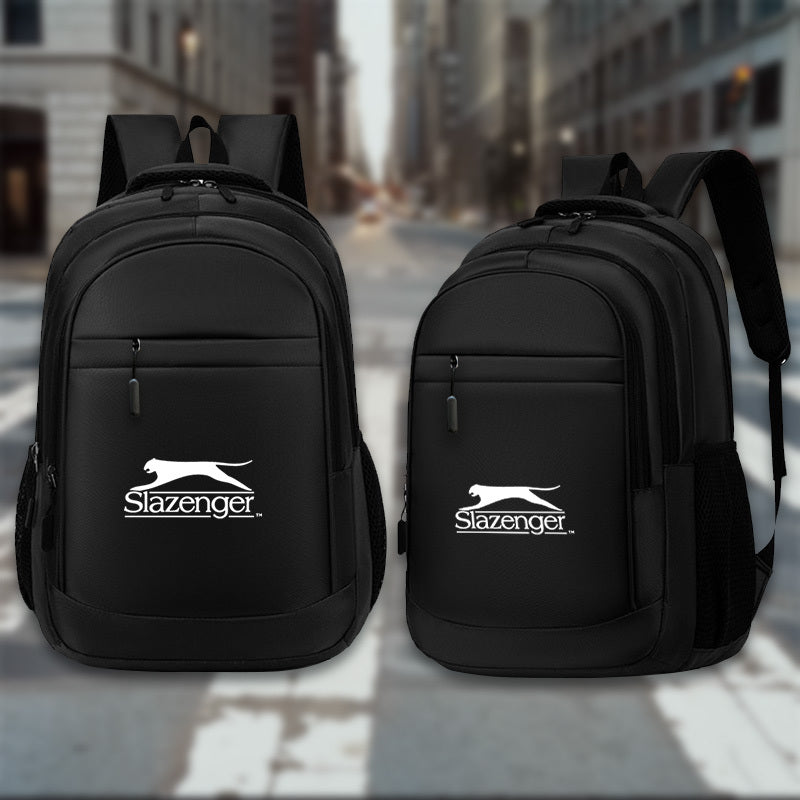 Slazenger R40 Casual Backpack - Sleek Black with White Logo, Durable Fabric, Multiple Compartments Padded Shoulder Straps for Daily Commute, Travel, School, Work, Backpack for Travel, Urban Carry, Versatile Bag, Sturdy Cons