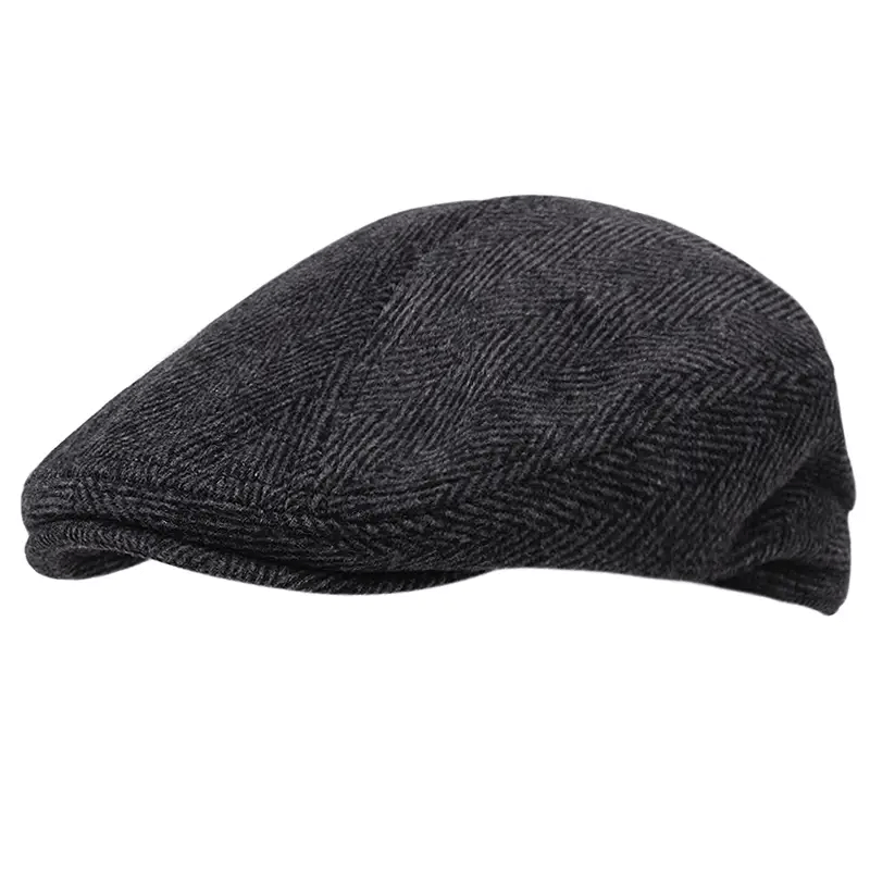 Men'S Knit Fabric Flat Cap - Textile Material ≥80%, Herringbone Pattern, Hand Wash/Dry Clean, Leisure Sun Hat, Mixed Color (1-Pack)