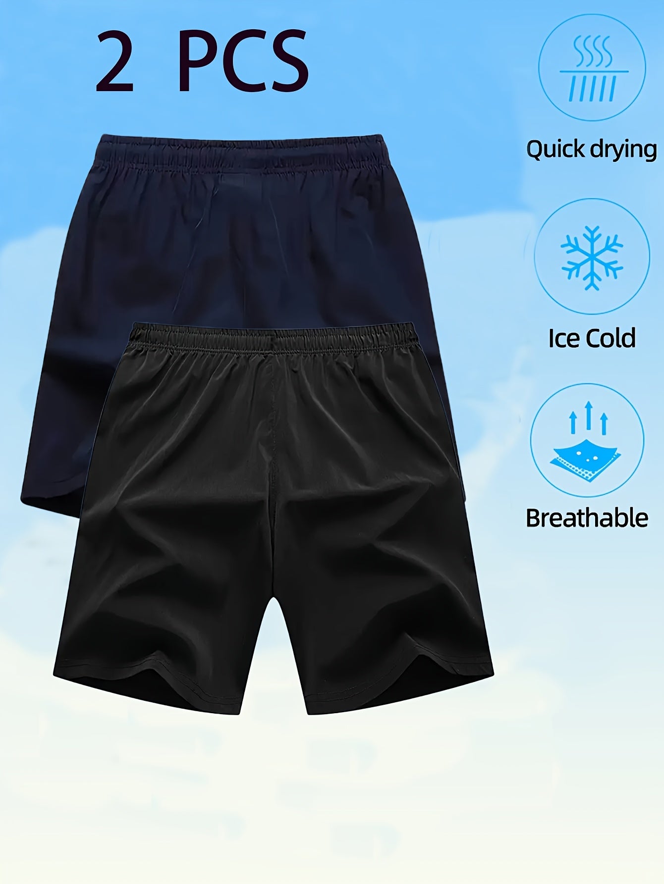 2pcs Men'S Casual Printed Polyester Shorts with Slight Stretch, Luminous Details, and Quick Drying Lining