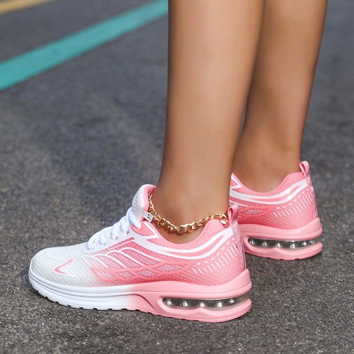 Women'S Casual Running Shoes, Lightweight EVA Upper Inner, Fabric Insole, Faux Sole, Lace-Up Low Top, All-Season Solid Color, Flame Air Cushion Design, New Style 720
