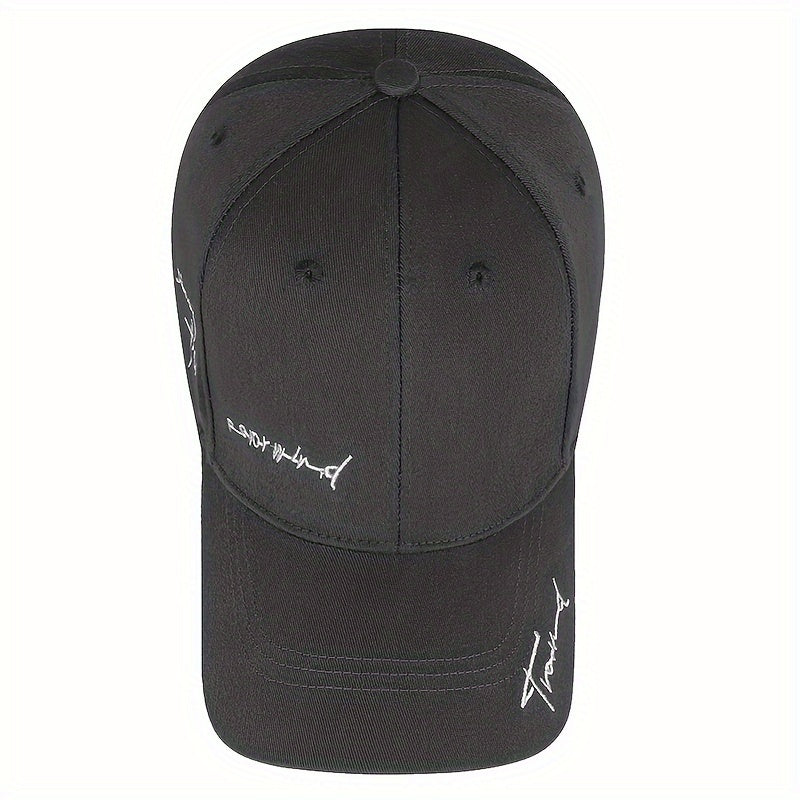 Trendy 4-Season Duckbill Baseball Cap With Embroidery, Adjustable Sun Protection For Women