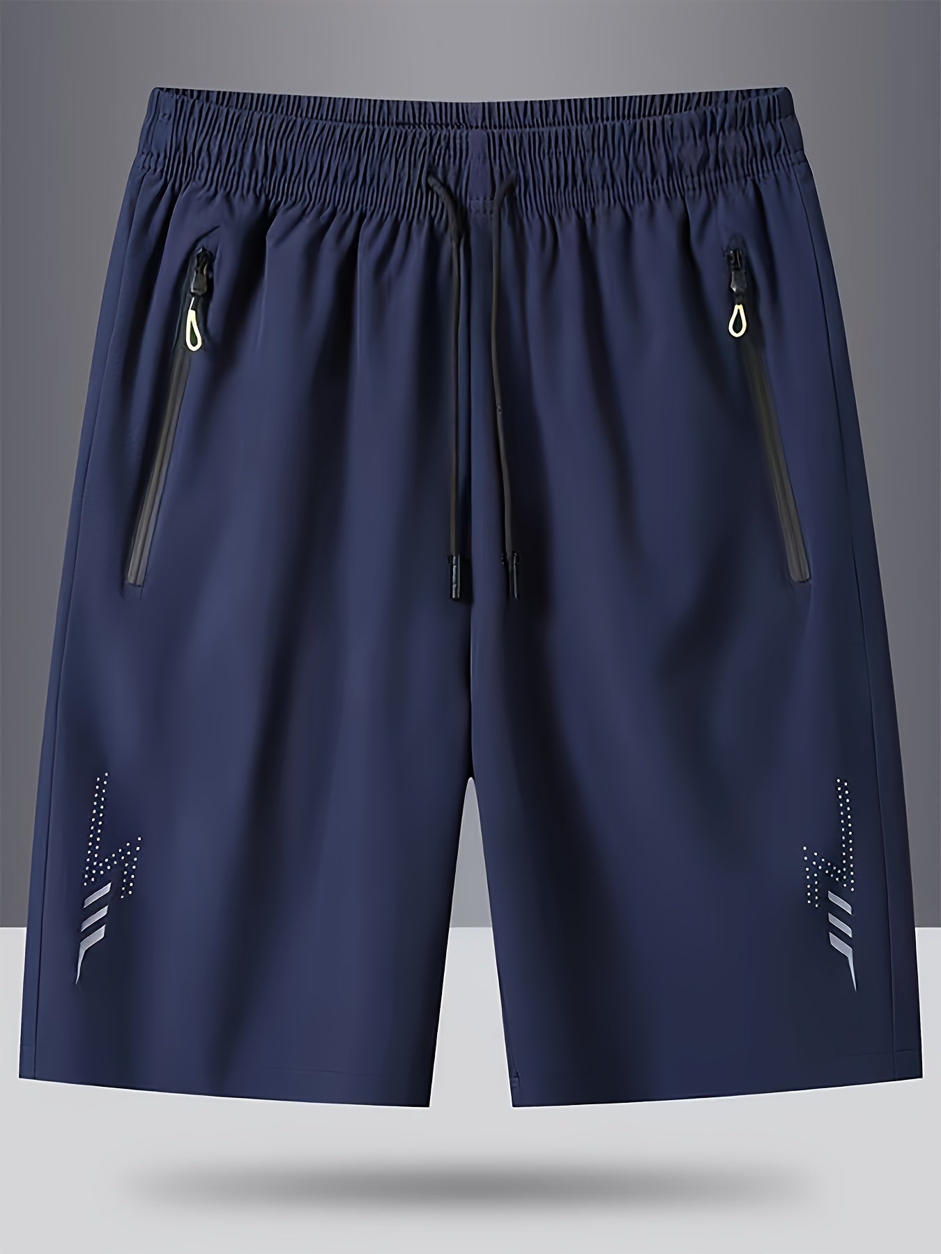 Stylish Men'S Graphic Print Shorts - Elastic Waist, Zipper Pockets, Breathable Fabric, Active Fit, Summer Essentials, Comfortable Drawstring Design