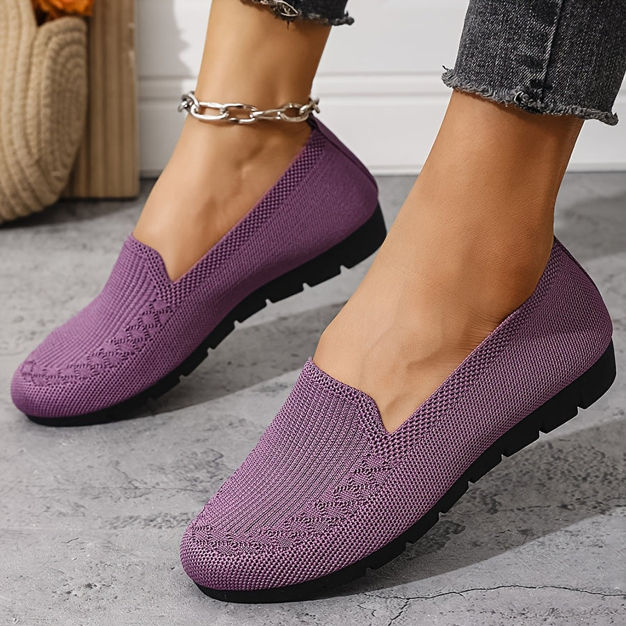 Lightweight Mesh Loafers for Women - Breathable And Easy to Wear, These Comfortable Flat Shoes in Purple Feature a Fabric Upper And Rubber Sole, Ideal for Any Season.