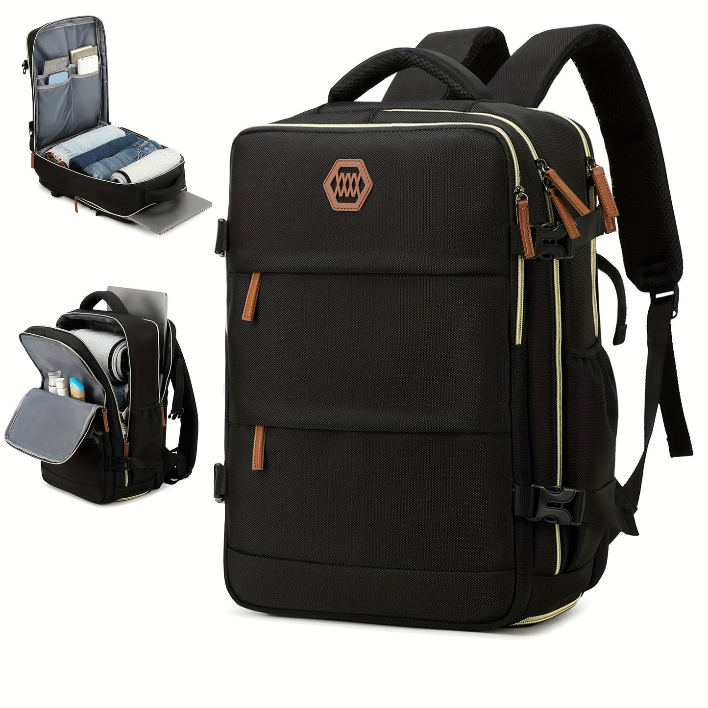 Airline-Approved 38.1cm Laptop Travel Backpack for Women, Light Blue Polyester with Adjustable Straps, Shoe Compartment & USB Charging Port - Ideal for School & Work Trips, Laptop Bag