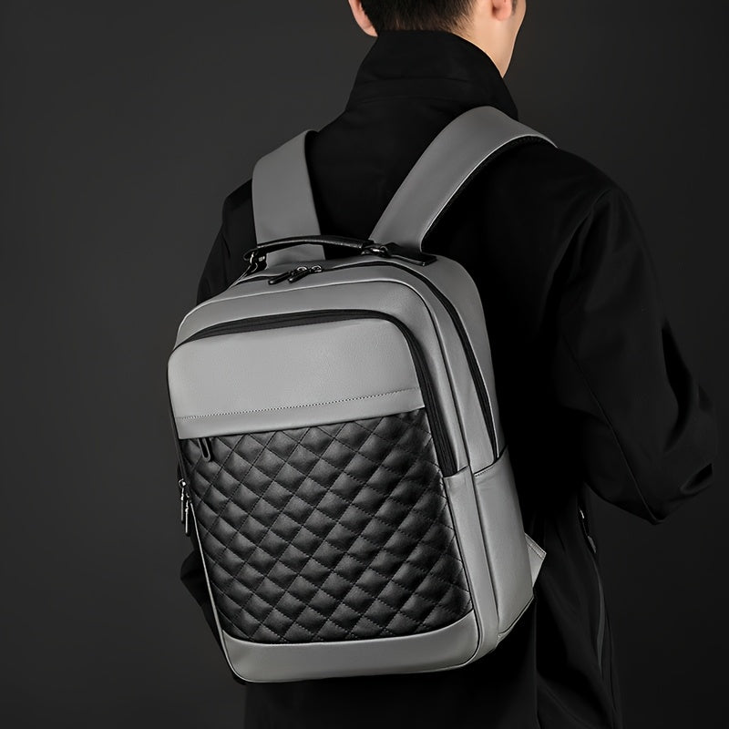 Classic -patterned business backpack, suitable for both men and women. Crafted with high-quality materials, featuring a simple yet elegant design with refined zipper details and spacious compartmentalized storage to showcase