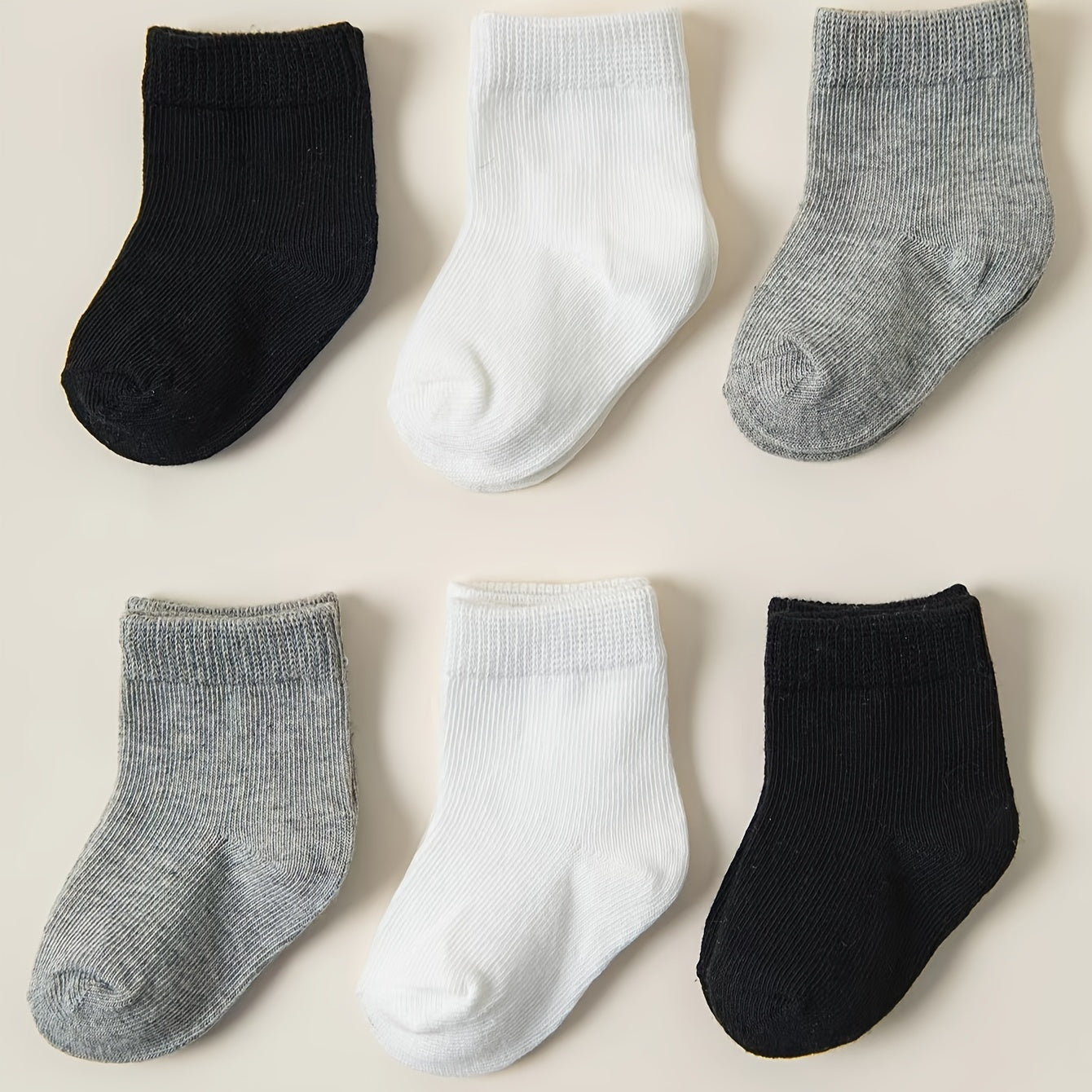 6pcs Soft Cotton Blend Youngsters Socks - Breathable, Non-Slip, All-Season Crew Socks for Youngsters & Youngsters, Black/White/Gray, Pack, Cotton Blend