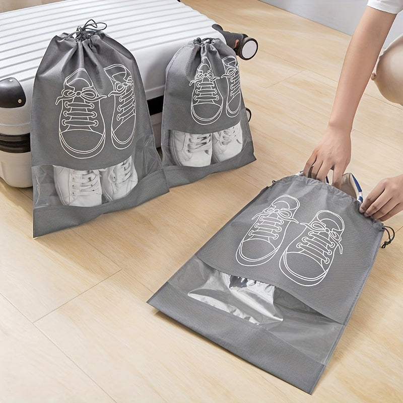1pc Travel Shoe Storage Bag, Durable Non-woven Fabric, Drawstring Closure, Anti Yellowing, Moisture-proof, Perfect For Travel And Cushioning - Keep Shoes Free From Dust