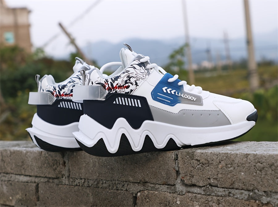 Men'S Stylish High-Top Sneakers with "WOD" Logo - Comfortable, Non-Slip Lace-Up Athletic Shoes for Outdoor Activities, All-Season Wear, Casual Sports Style, Rubber Sole, Fabric Upper, Casual Athletic Shoes Stylish High Top