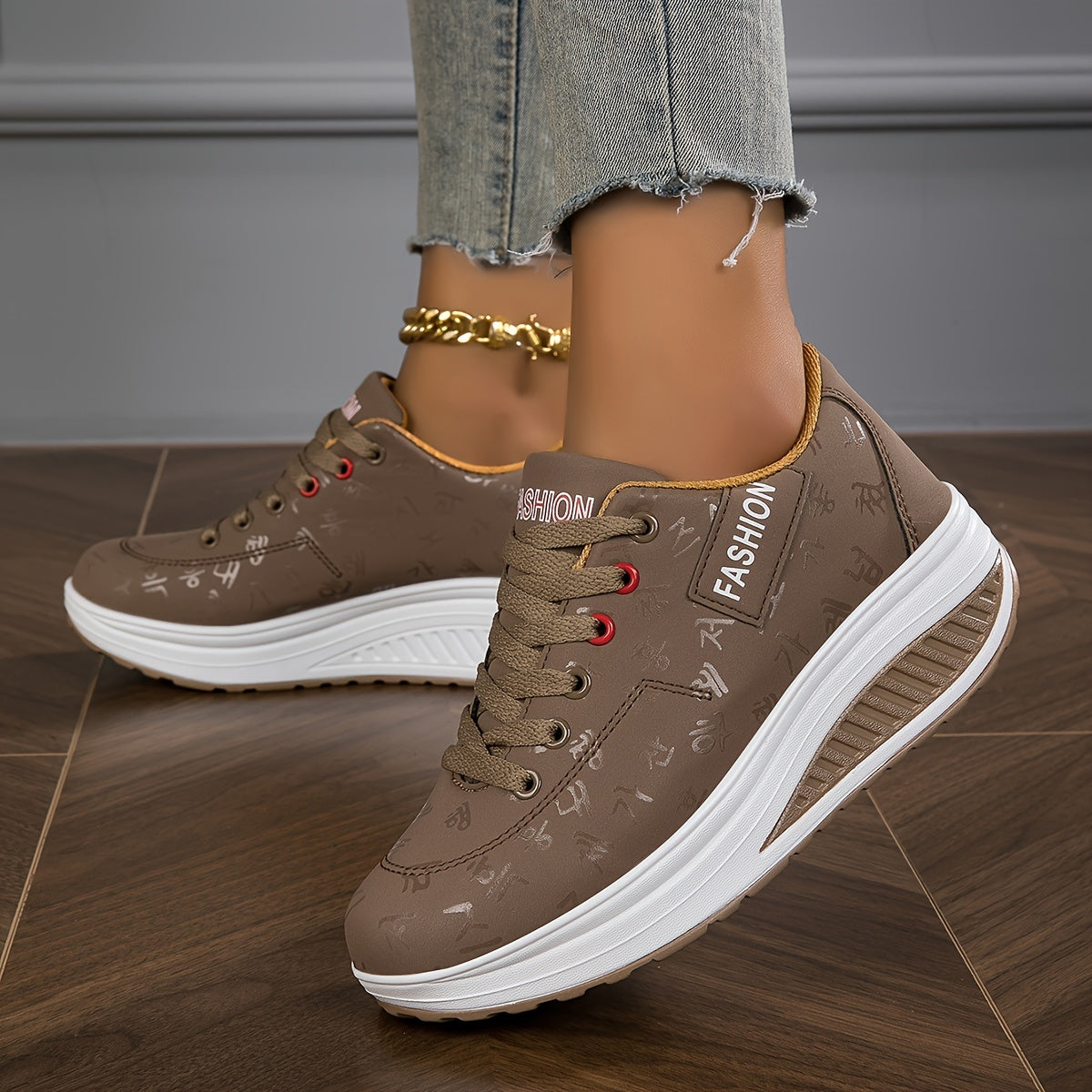 Women's Fashion Sneakers - Low-Top Lace-Up Casual Shoes with Synthetic Cover Upper, Breathable Fabric Lining MD Cushioned Sole for All-Day Comfort - All-Season Versatile Wear, Everyday Comfort Footwear, Sleek Shoe Design, S