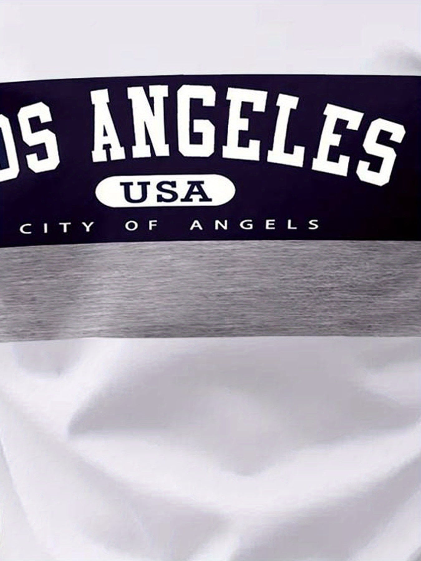 Men'S Casual Los Angeles Graphic T-Shirt - Short Sleeve, Round Neck, White with Purple Gray Stripes, Comfortable Summer Tee for Casual Attire, Everyday Tshirt Casual Style Comfortable Fit