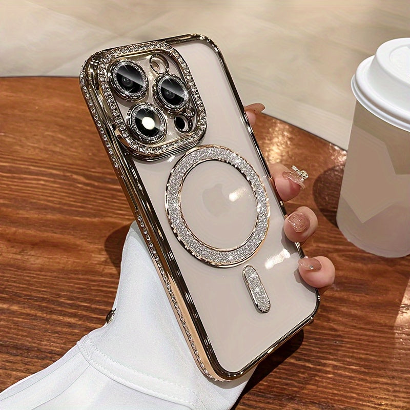 Նոր ոճի Magnetic բջջային հեռախոսի պատյան Rhinestones-ի համար iPhone 16 15 14 13 12 11 Plus Pro Max-ի համար