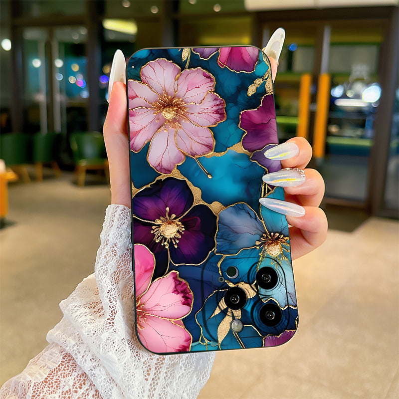 1 հատ Նոր Creative Fashion Glass Flower Design բջջային հեռախոսի պատյան, հարմար է iPhone 16 15 14 13 12 11 X Pro Max Plus Mini բջջային հեռախոսի պատյան, ամբողջական ոսպնյակի պաշտպանություն TPU փափուկ բջջային հեռախոսի պատյան