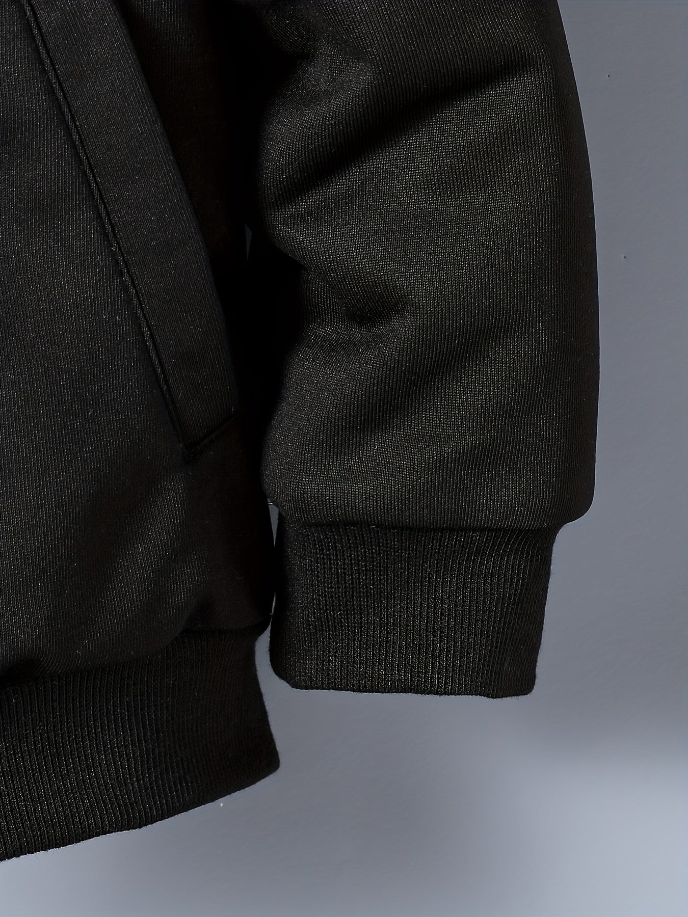Boys' Cozy & Stylish Black Hooded Jacket - Soft, Casual Zip-Up Cardigan with Pockets, Polyester Blend, Perfect for Fall/Winter Comfort, Outdoor Youngsters Apparel|Hooded Cardigan|Machine Washable Fabric, Boy Jacket