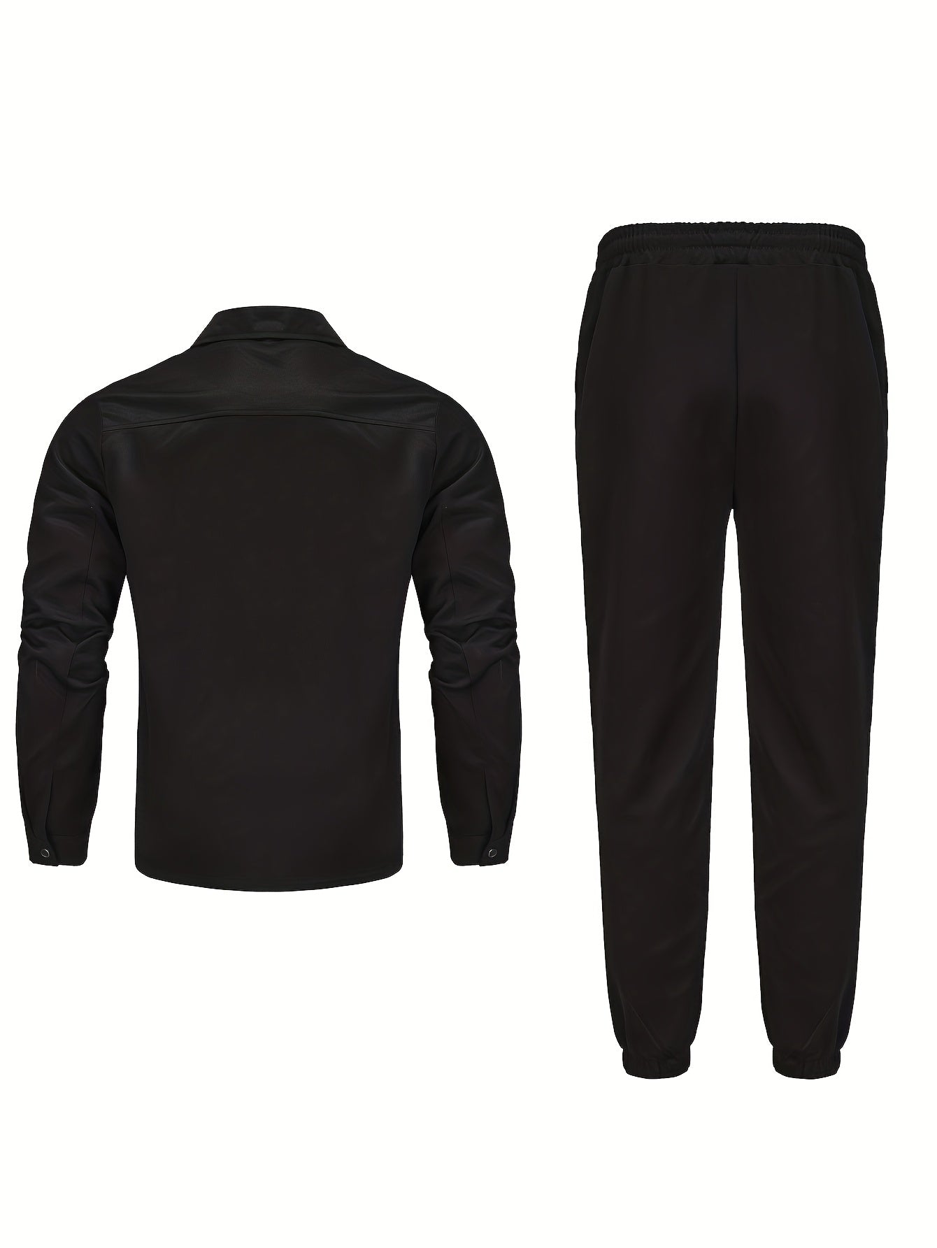 Men'S Casual Polyester Suit Set, Solid Color, Non-Stretch, Regular Fit, with Lapel Collar, Pocket Details, for Hiking, Daily Wear, and Special Occasions, Spring/Fall, Fall/Winter