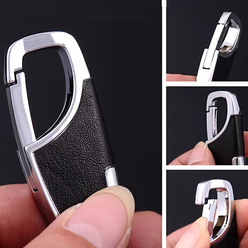 Men'S Car Keychain Creative Simple And Fashionable Door Lock Keyring Waist Hanging Metal Keychain Faux Leather Keychain Car Key Gift