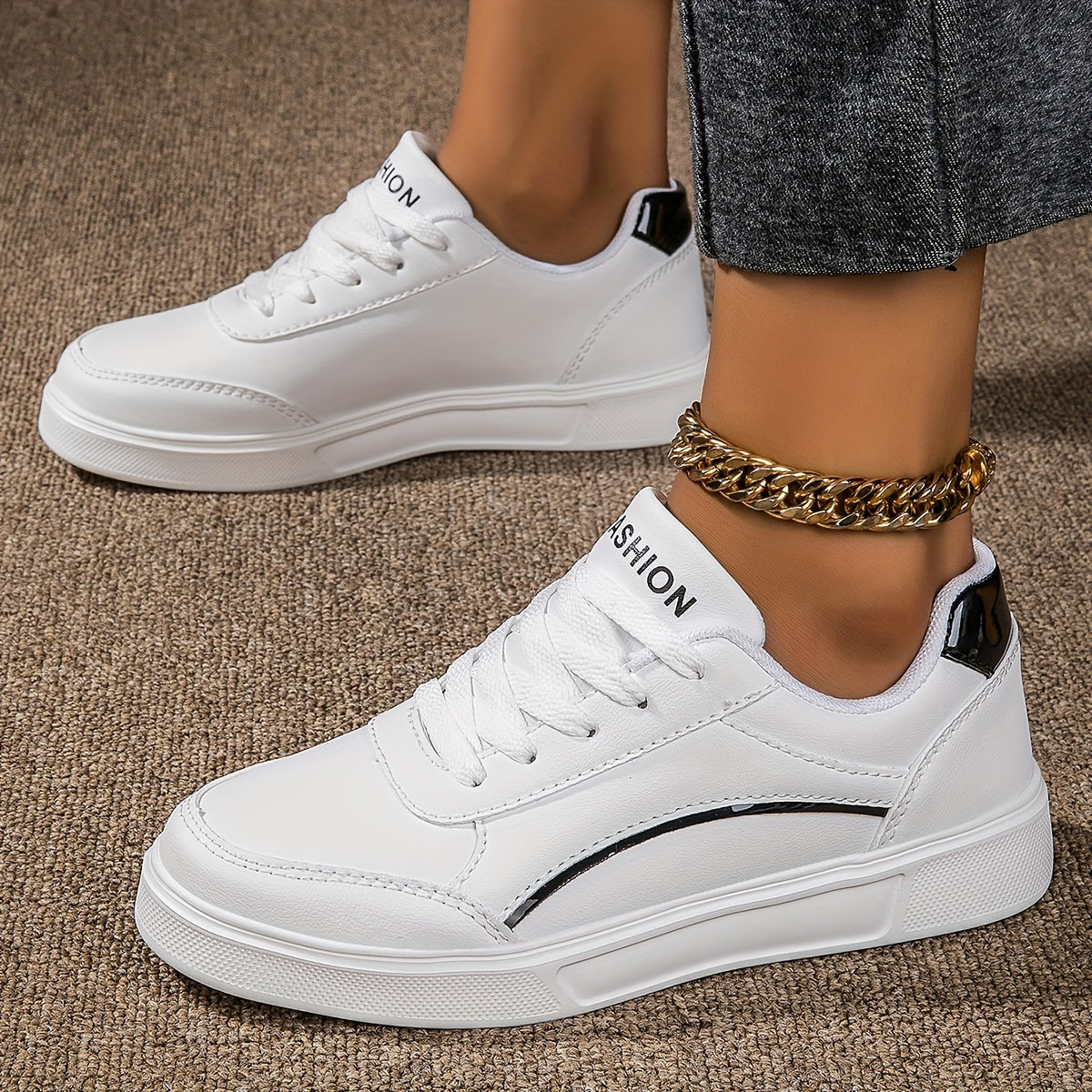 Women's Trendy Skate Shoes, Casual Lace Up Outdoor Shoes, Comfortable Low Top Sport Shoes