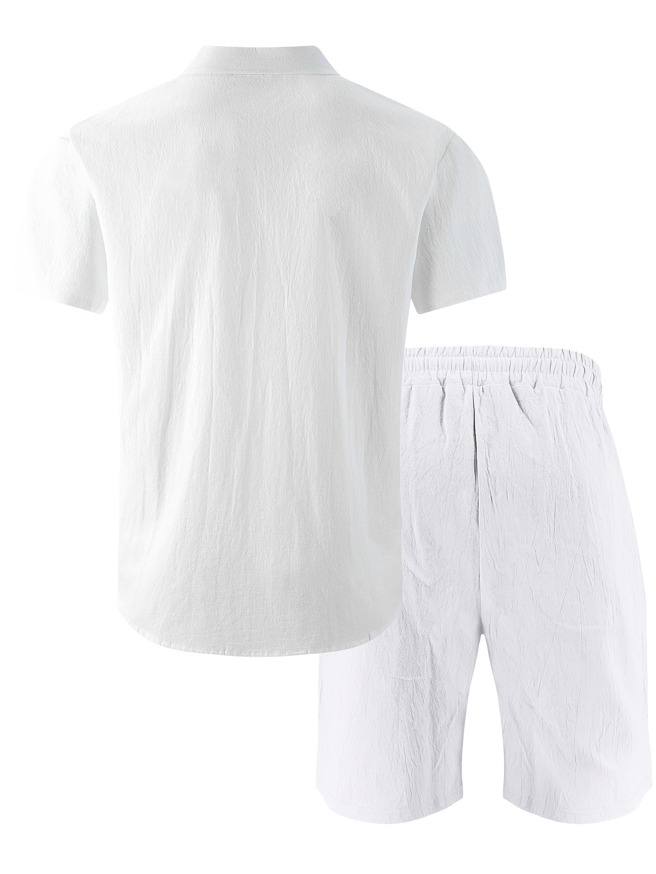Men's Summer Linen Short Sleeve Shirt & Shorts Set