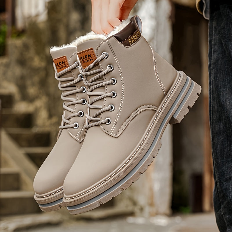 Men's Plus Size Ankle Boots with Plush Lining for All Seasons