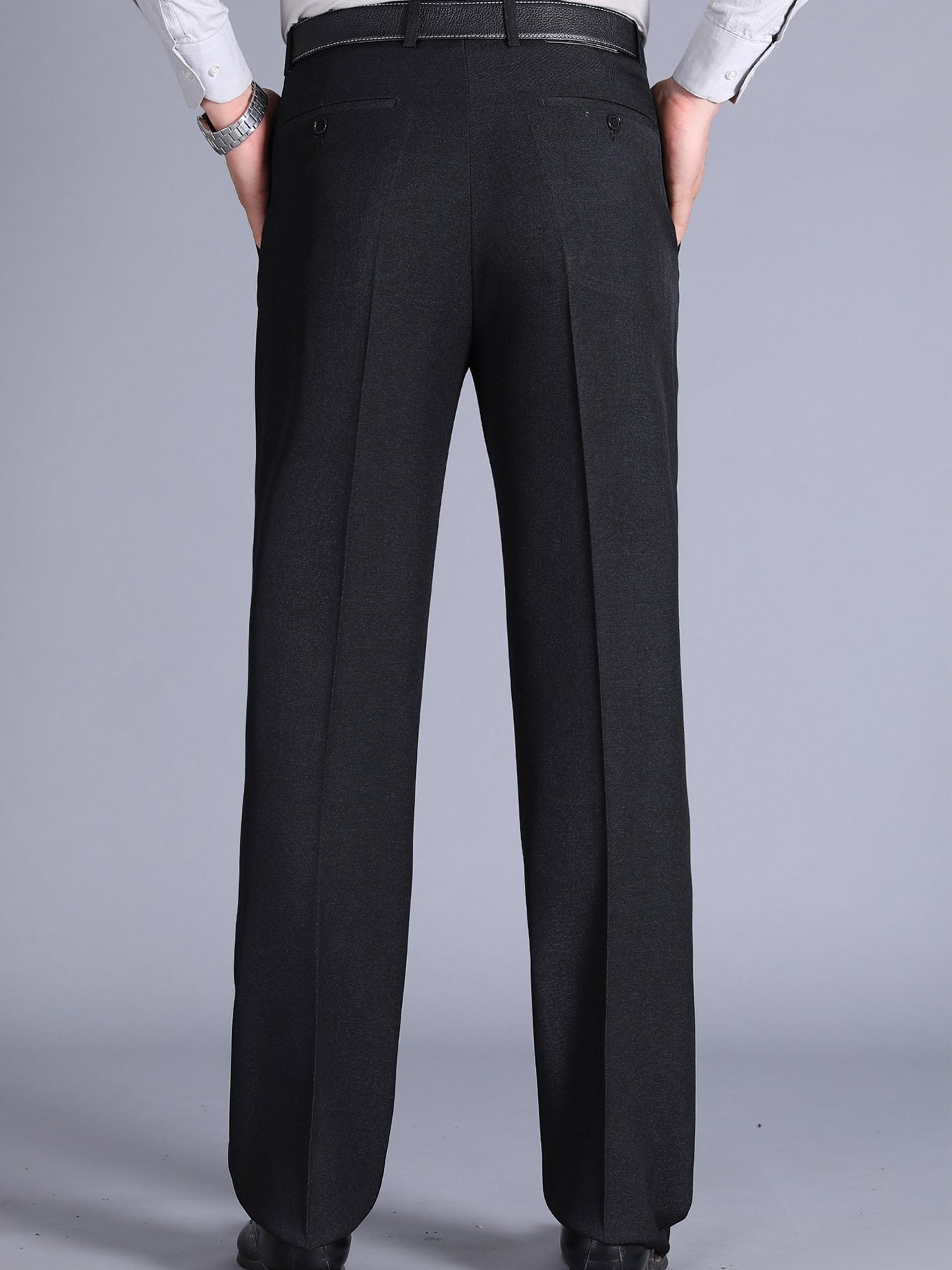 Men'S Casual Spring/Fall Polyester Solid Color Regular Fit Pants with Pocket