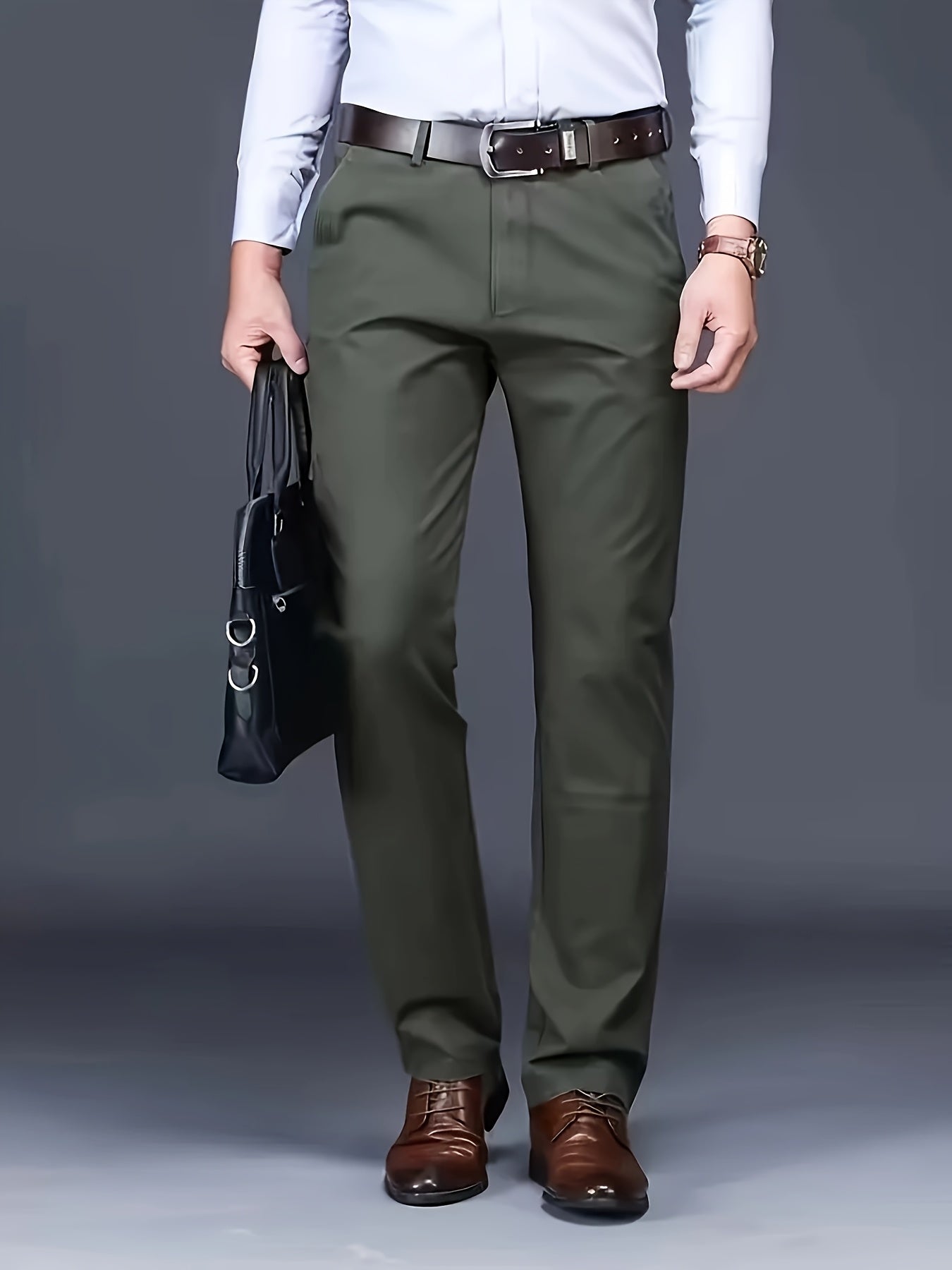 New Casual Formal Pants for Men in Four Seasons, Featuring a Business Style with Trendy Long Trousers. Fashionable And Versatile Men'S Elastic Dress Pants with a Comfortable Classic Design for Casual Wear.
