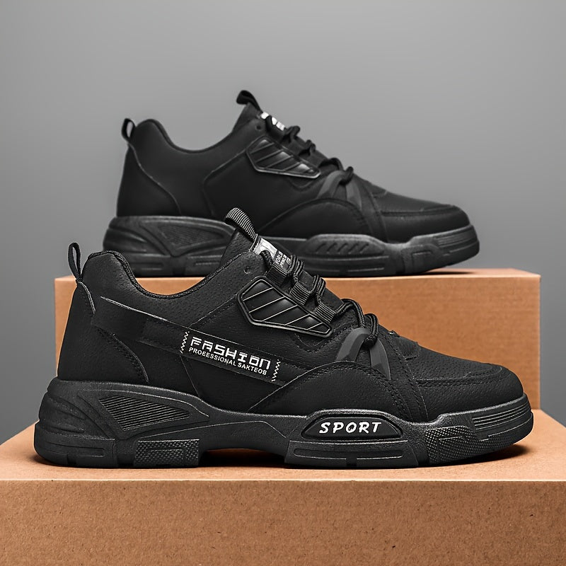 Men's Olive Green Chunky Sneakers - Stylish Outdoor Motorcycle Boots with Thick Sole, Lace-Up Design, and "SPORT" Print for Hiking, Casual Wear, and Everyday Use, Outdoor Hiking Boots | Modern Casual Sneakers | Pu Upper Sneak