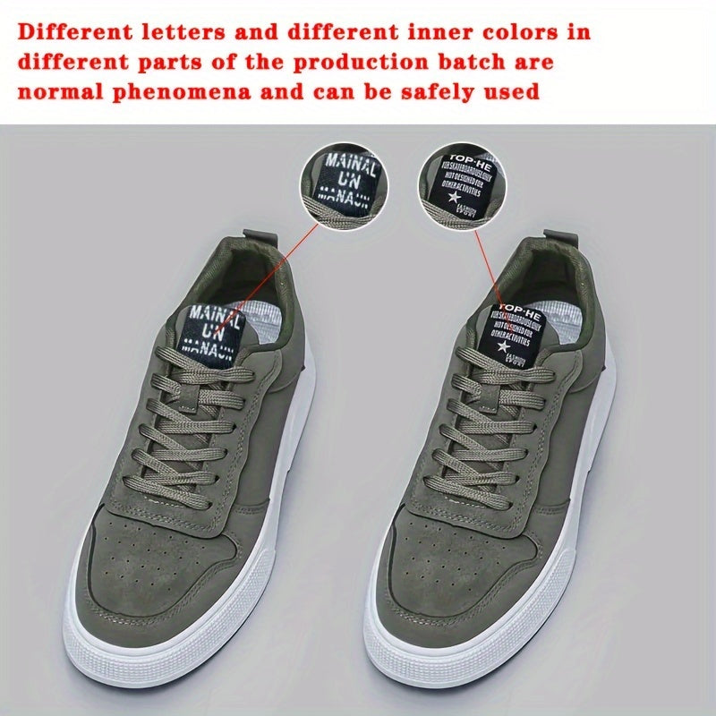 Men's Plus Size Breathable Casual Sneakers - Versatile All-Season Green Skate Shoes with Soft PU/PVC Sole, Lace-Up, Round Toe Design for Business & Social Events