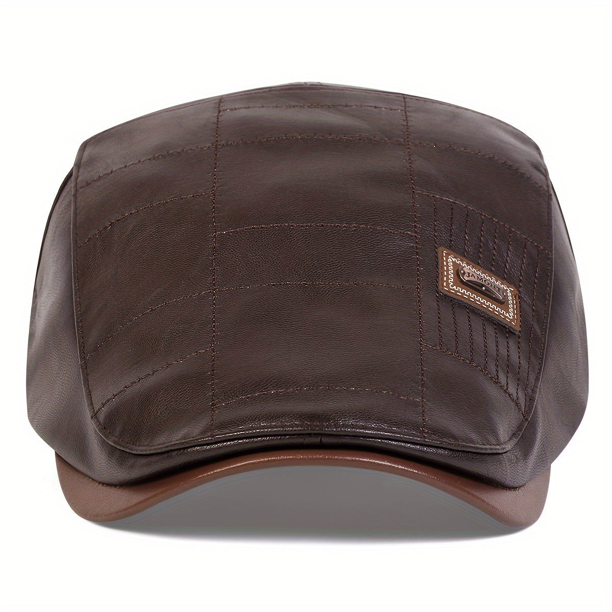Retro Classic PU Leather Gentlemen Forward Hat, Adjustable Casual Beret For Autumn And Winter Travel