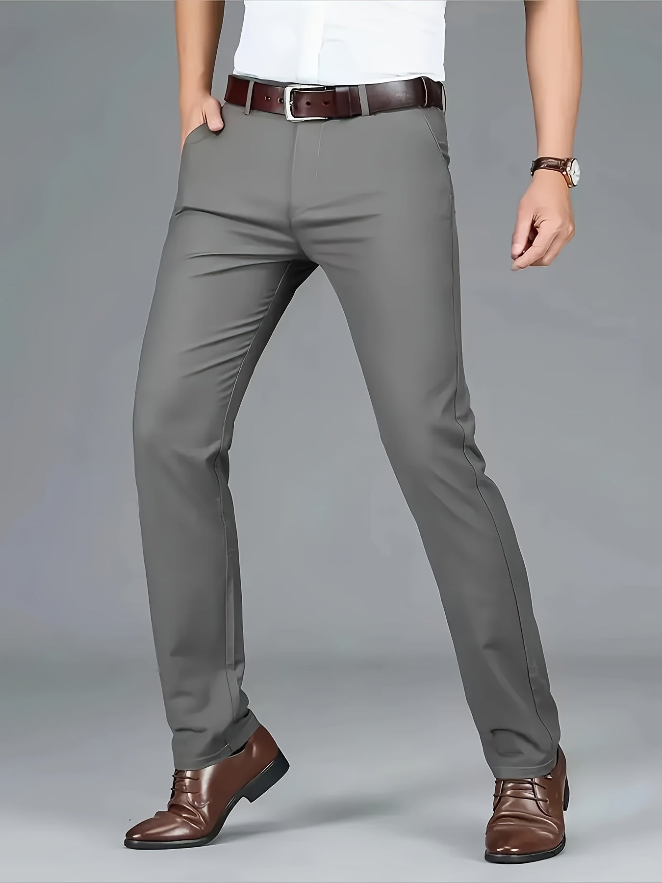 New Casual Formal Pants for Men in Four Seasons, Featuring a Business Style with Trendy Long Trousers. Fashionable And Versatile Men'S Elastic Dress Pants with a Comfortable Classic Design for Casual Wear.