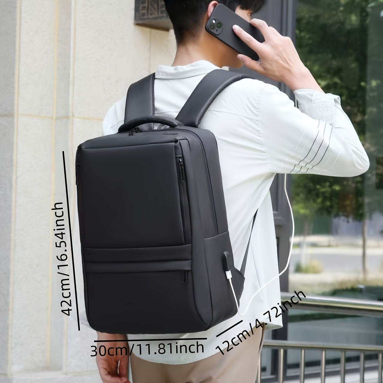 40.89cm Laptop Backpack - Durable Synthetic Leather High Quality Shockproof Multi-Compartment Sporty Design Convertible Shoulder Top Handles for Commuting Travel School College