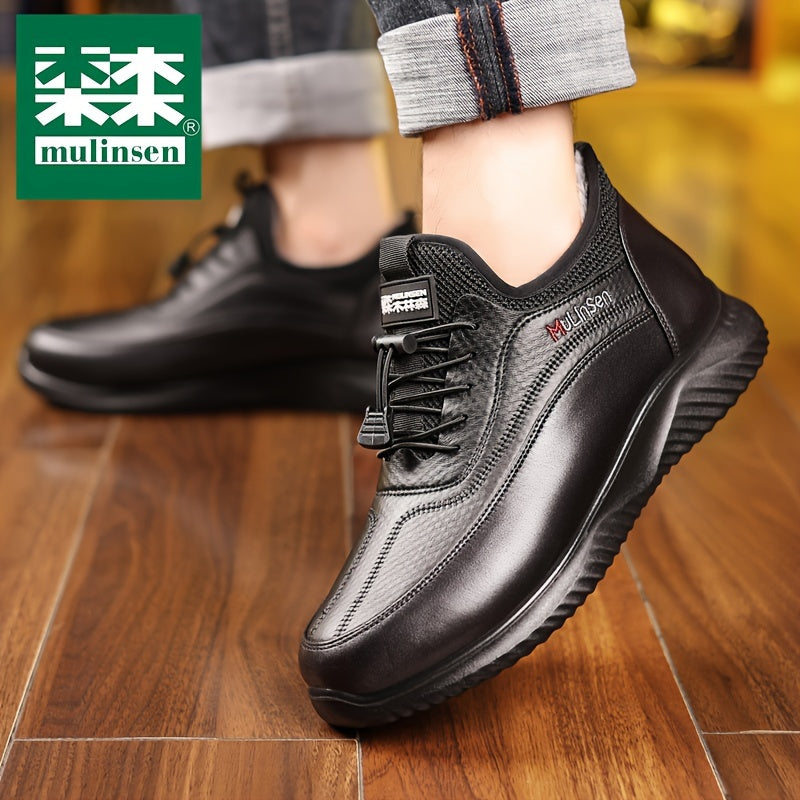 Mulinsen Men's Winter Snow Boots - Warm Fleece Lined, Anti-Slip, Durable Lace-Up Ankle Hiking Shoes with Elastic Shoelaces for Outdoor Adventures, Mulinsen