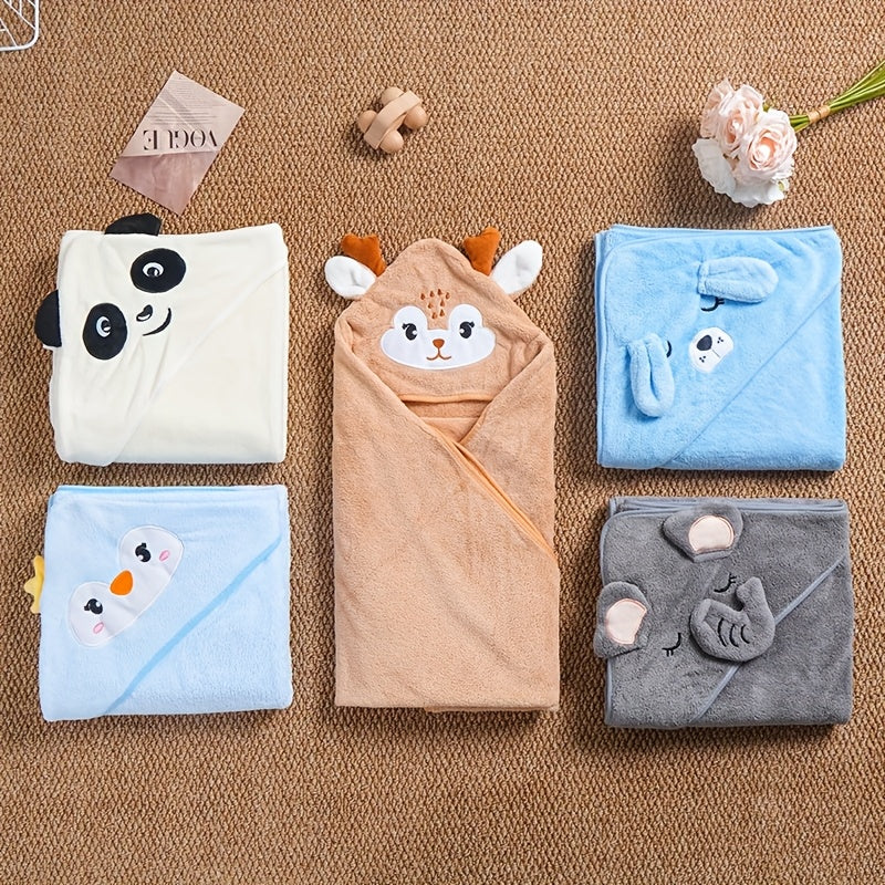 2-Pack Cartoon Animal Poncho Bathrobe, Hooded Towel Wrap, Super Absorbent Microfiber, Knit Fabric, Machine Washable, Ideal for Christmas/Halloween/Thanksgiving Gift - Grey & Green