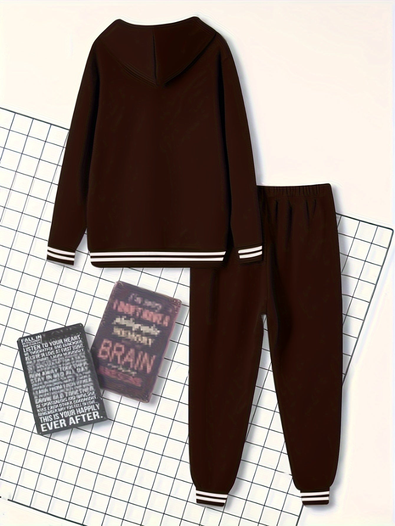 2pcs Men's Trendy BROOKLYN Letter Print Hooded Outfit, Hoodie & Pants Set, Men's Clothes For Spring Fall Winter, As Gift