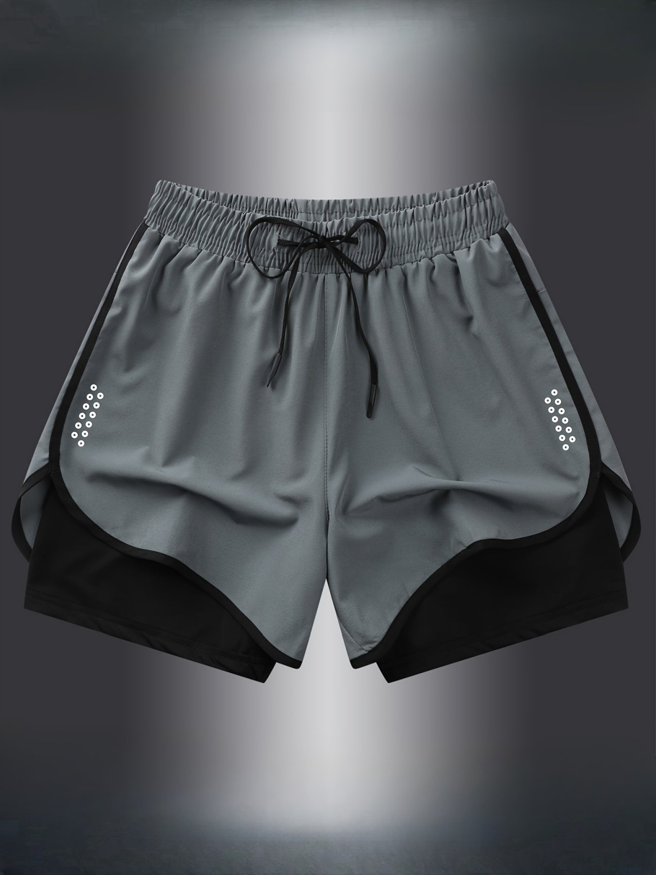 Women'S Active Geometric-Patterned Shorts - 92% Polyester, 8% Elastane Blend with Slight Stretch, Woven Athletic and Casual Shorts for Gym, Fitness, Running, Spring to Fall