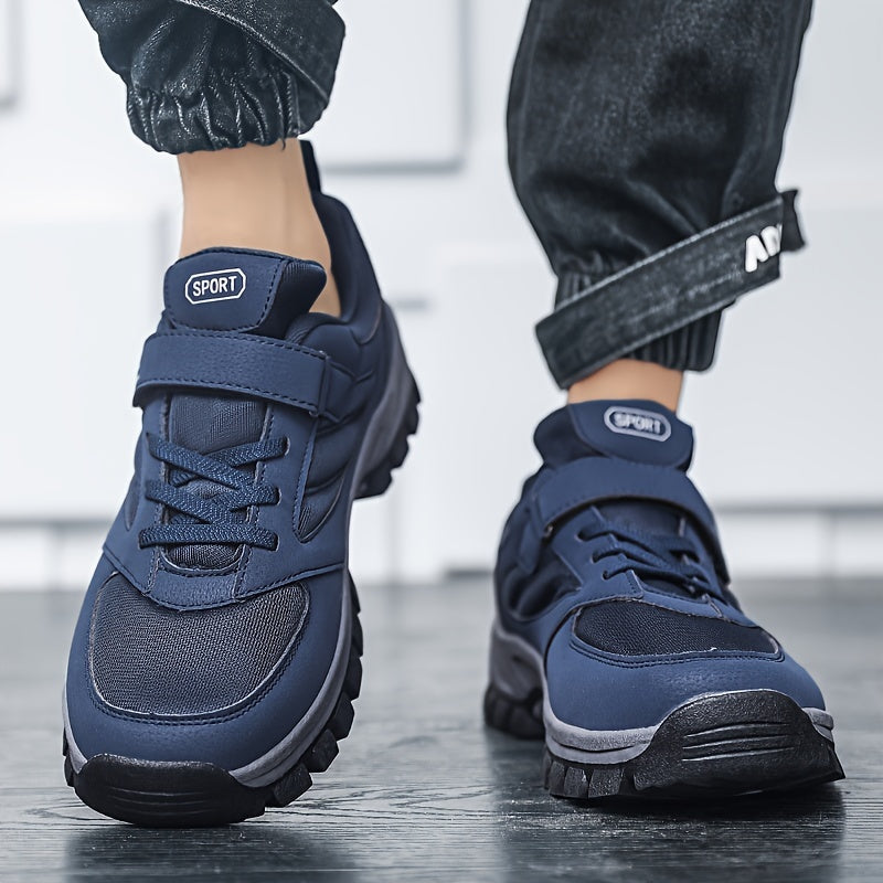 Men's Breathable Casual Shoes With Hook And Loop Fastener, Comfy Soft Sole Sneakers For Outdoor Jogging, Spring And Summer