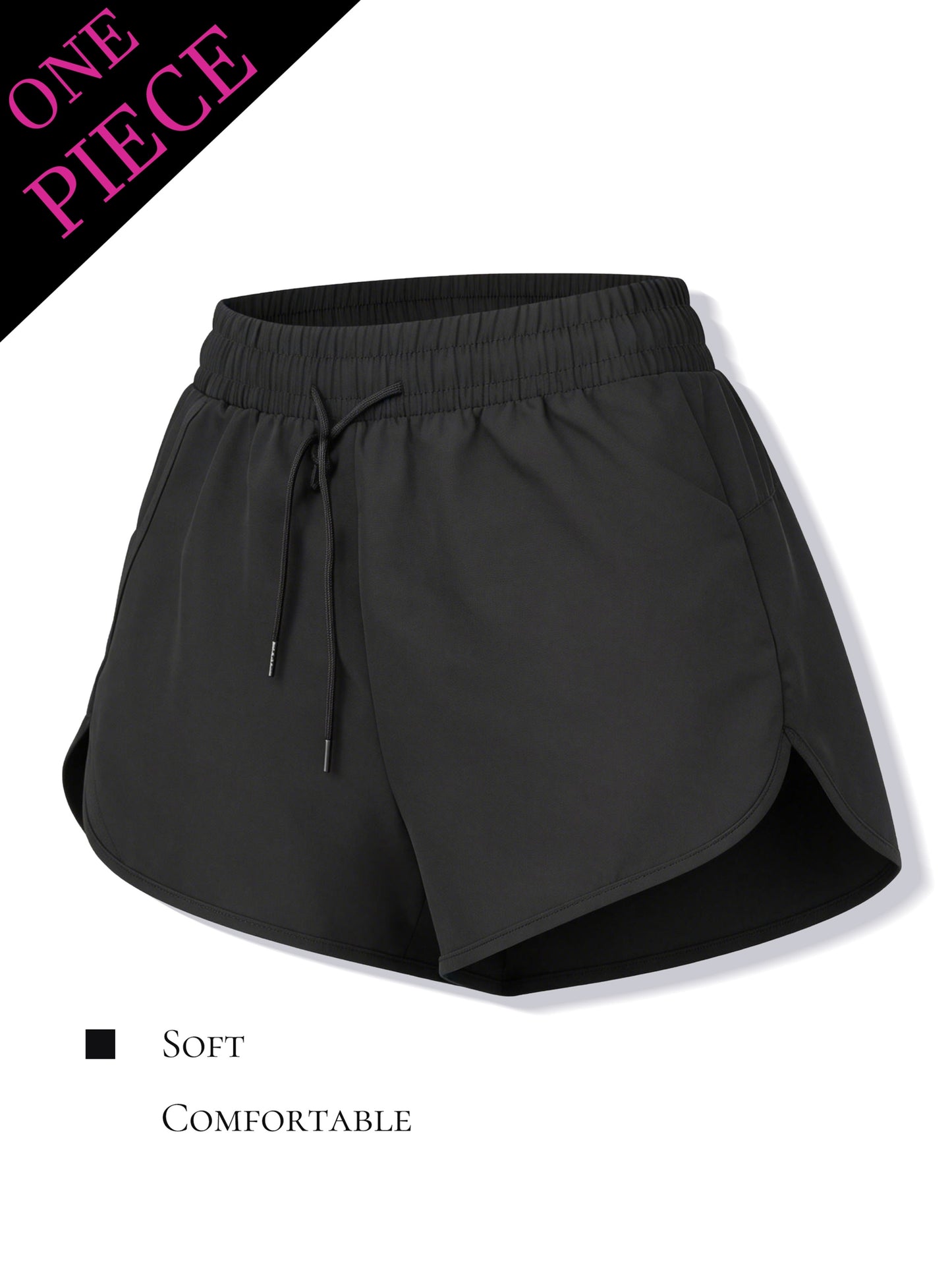 Women's Summer Black Bermuda Shorts with Elastic Drawstring Waist