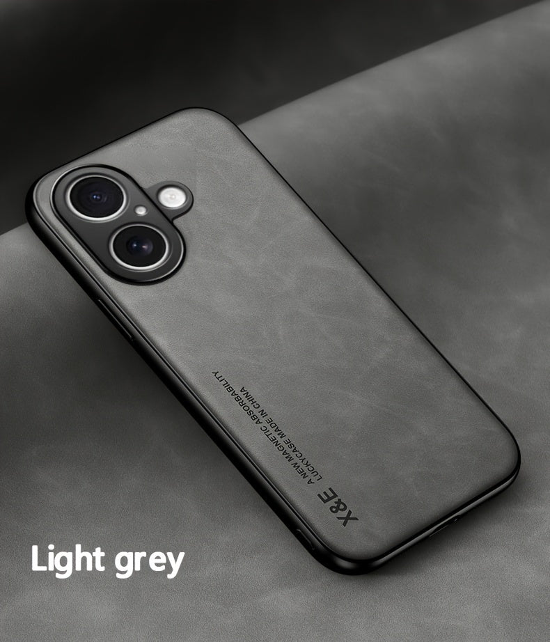 Premium Faux Leather Phone Case - with Built-in Magnetic Iron Sheet, Vehicle magnet, Sheepskin Texture, Ultra-Thin Design for iPhone 16, for iPhone 16 Plus, for iPhone 16 Pro, for iPhone 16 Pro Max