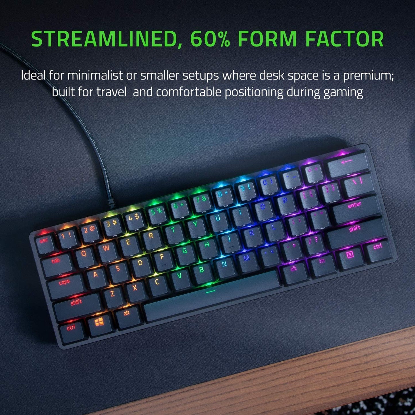 Razer Huntsman Mini (Red Switch) - Compact 60% Gaming Keyboard (Linear Optical Switches, Doubleshot PBT Keycaps, Removable USB-C Cable) QWERTY US Layout | Black