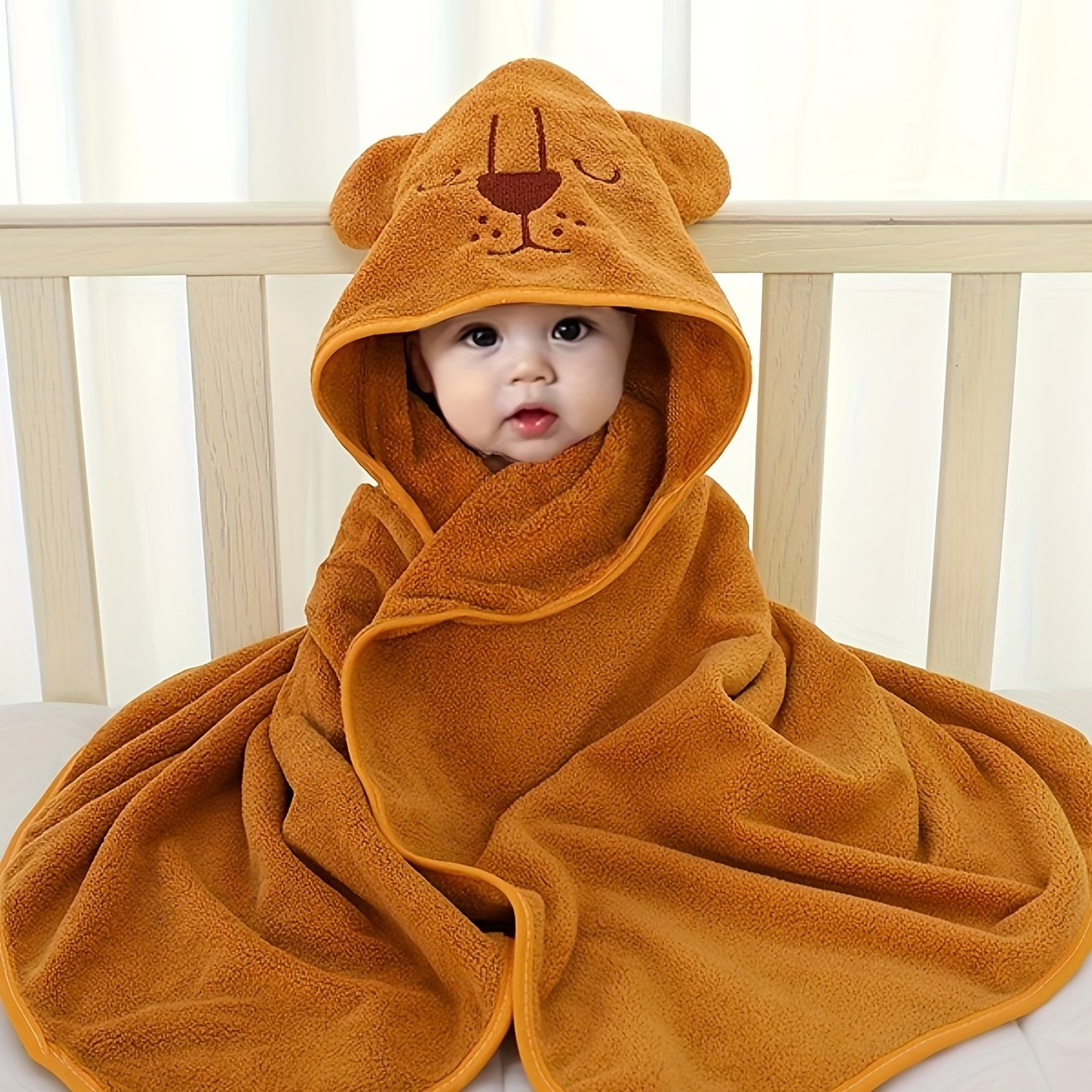 Adorable Animal Design Baby Boy's Soft Hooded Bathrobe - Super Absorbent & Quick-drying Blanket - Suitable For Aged 0-3