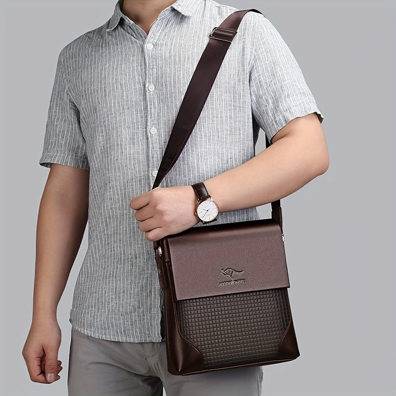 Men'S Stylish Casual Shoulder Crossbody Bag, Small Faux Leather Satchel.