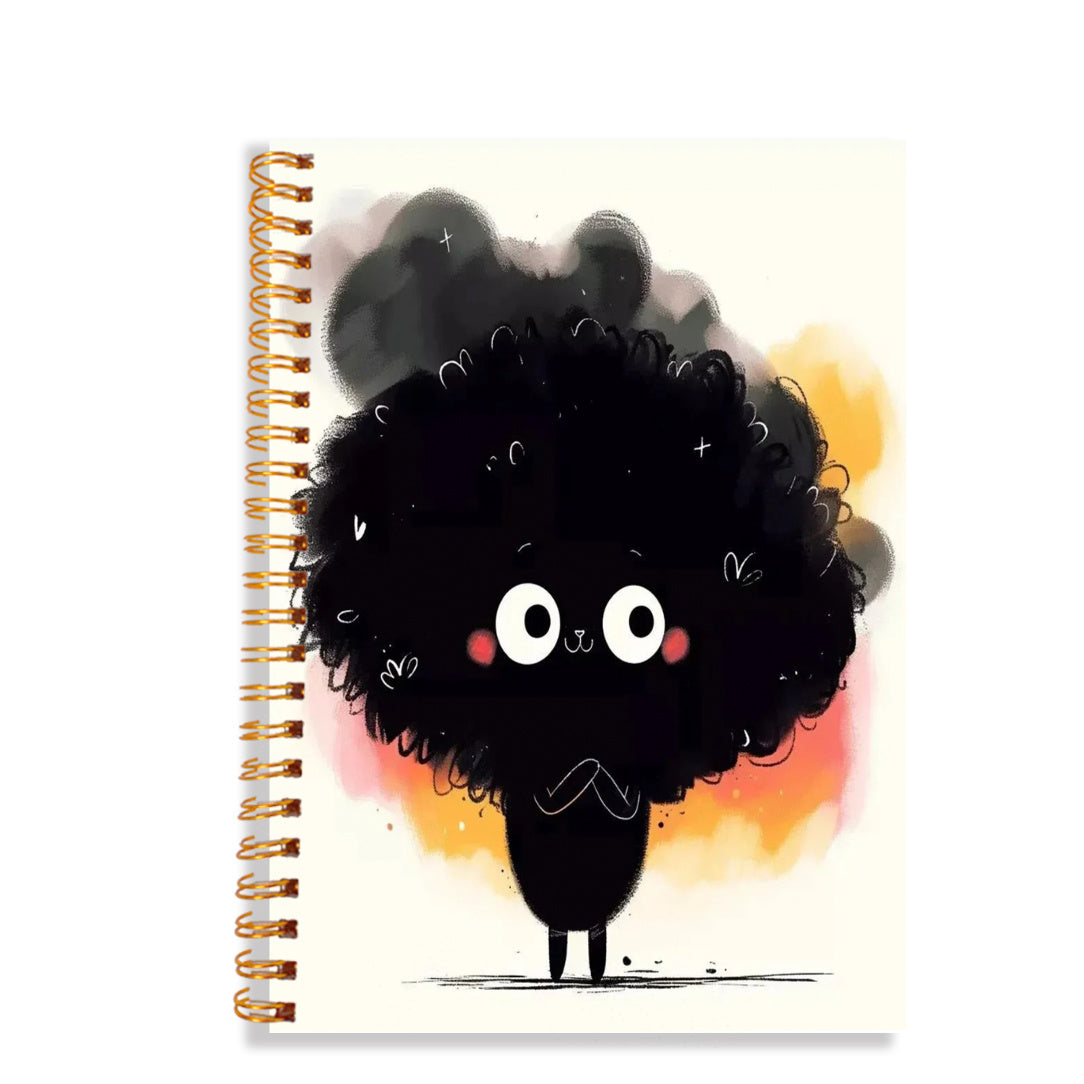 1pc Cute Black Exploding Head Spiral Notebook - Adorable Cartoon Design, 13.97x21.08cm, 50 Pages - Perfect for Office, School, Study, and Gift, Notebooks for School