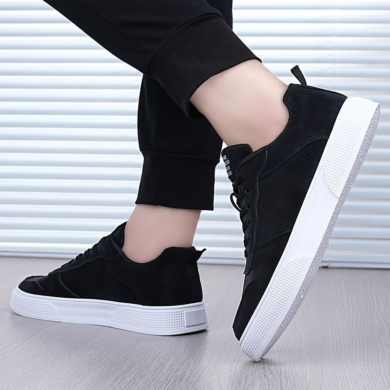 Men's Plus Size Breathable Casual Sneakers - Versatile All-Season Green Skate Shoes with Soft PU/PVC Sole, Lace-Up, Round Toe Design for Business & Social Events
